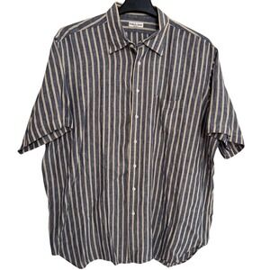 Bullock & Jones Casual Button down Shirt Mens XL Striped 100% Pure Linen‎ Pocket